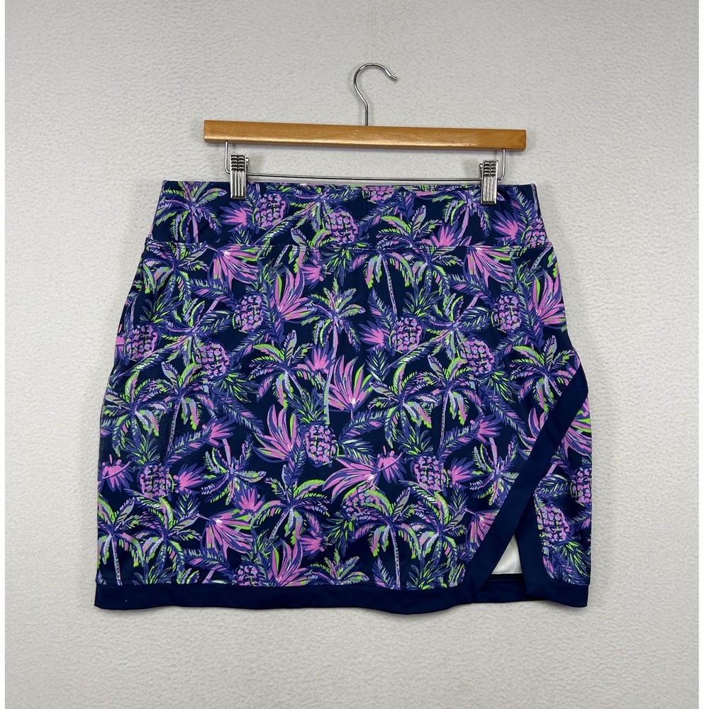 Tropical Preppy Stella Parker Sport Womens Medium Navy Pink Palm Pineapple Skort